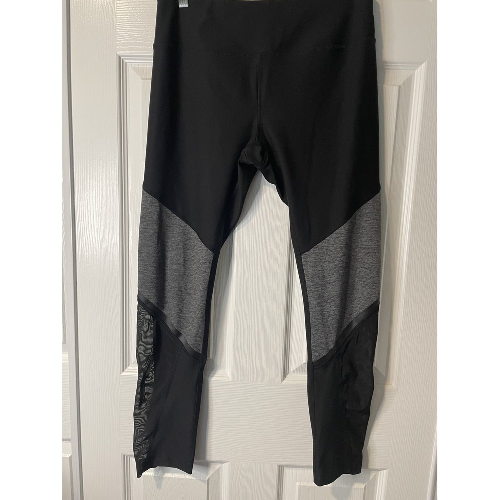 Black Gray‎ Active Leggings Yoga Pants Mesh Detail Workout Athleisure